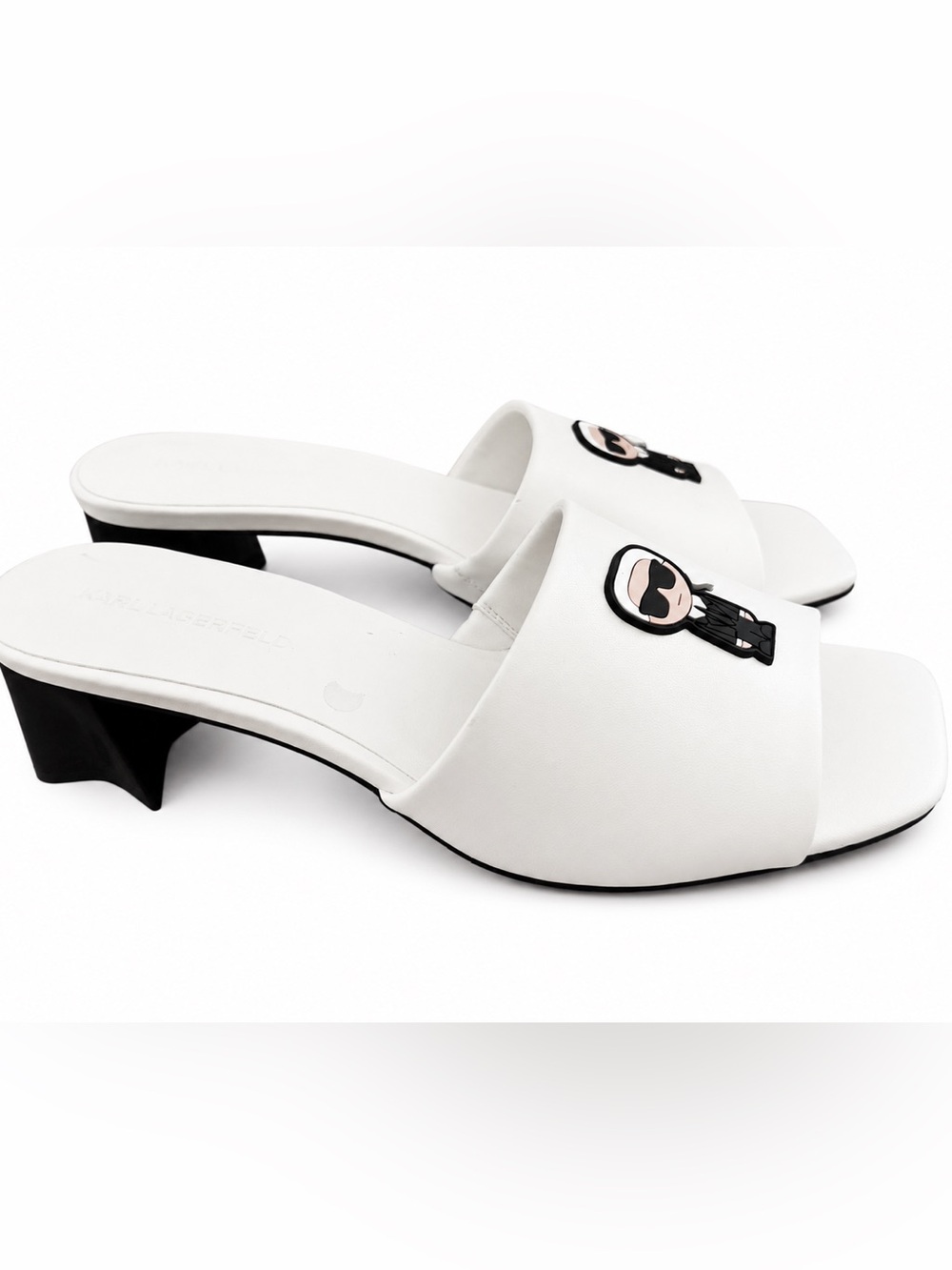 Karl Lagerfeld Paris Sandreea White Slip On Shoes Sandals Women’s Mules Size 10
